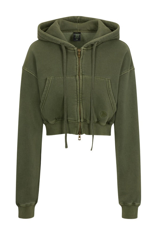 Vert Cargo Cropped Zip Hoodie front